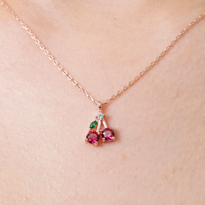 Dainty Cherry Pendant Necklace