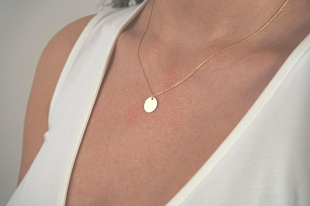 Dainty 14k Solid Gold Disc Necklace