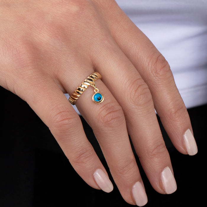14k Gold Vermeil Evil Eye Ring