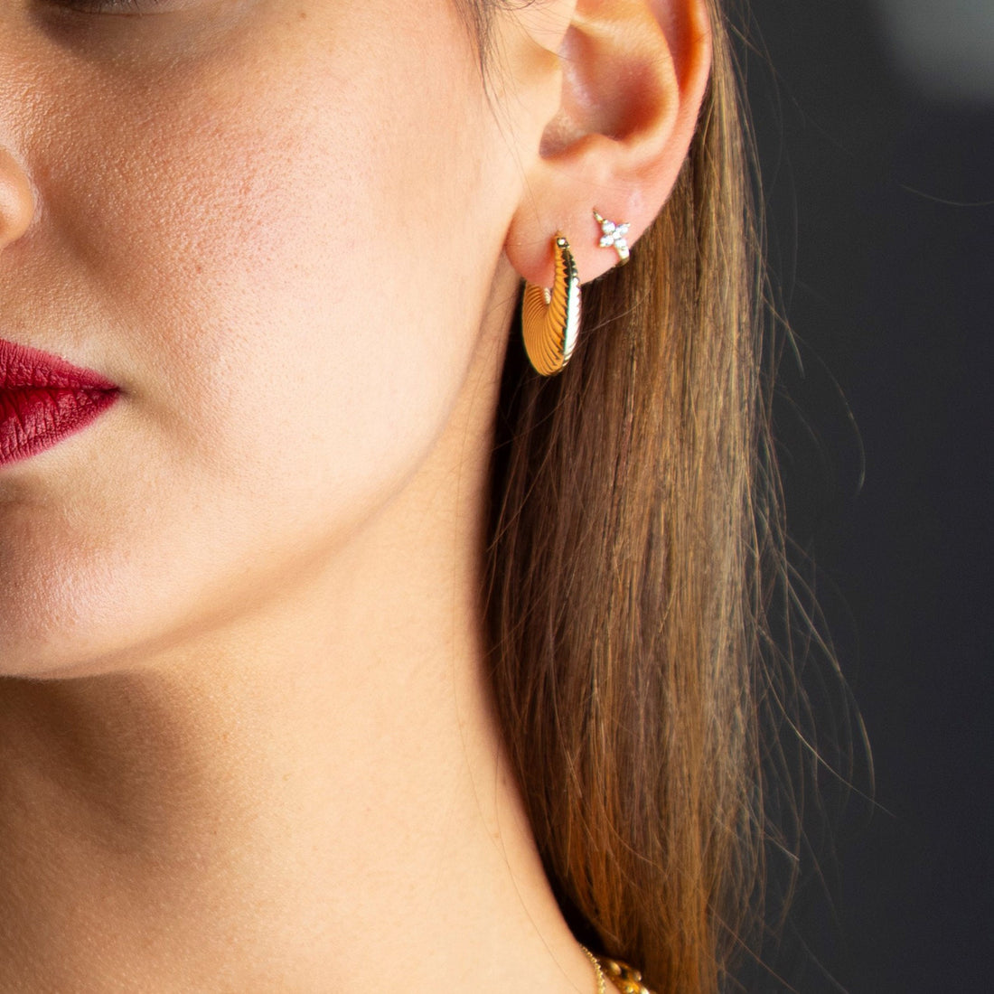 Flower Huggie Hoop Earrings