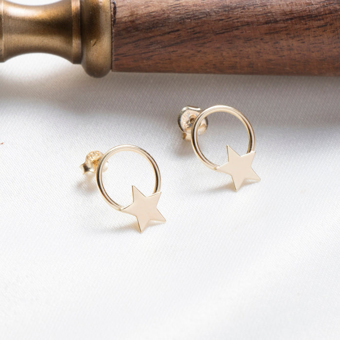 Celestial Gold Star Hoop Earrings