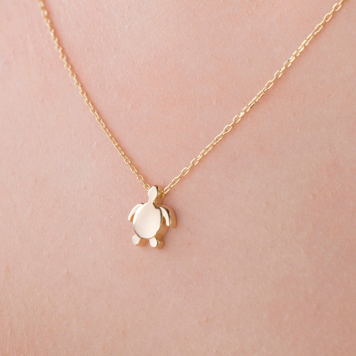 Rose Gold Sea Turtle Pendant Necklace