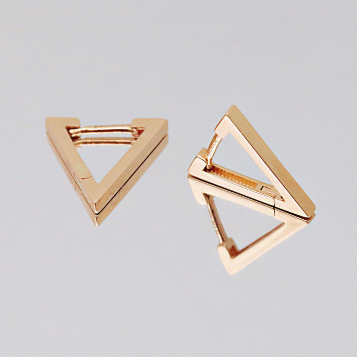 Minimalist 14k Gold Triangle Hoop Earrings