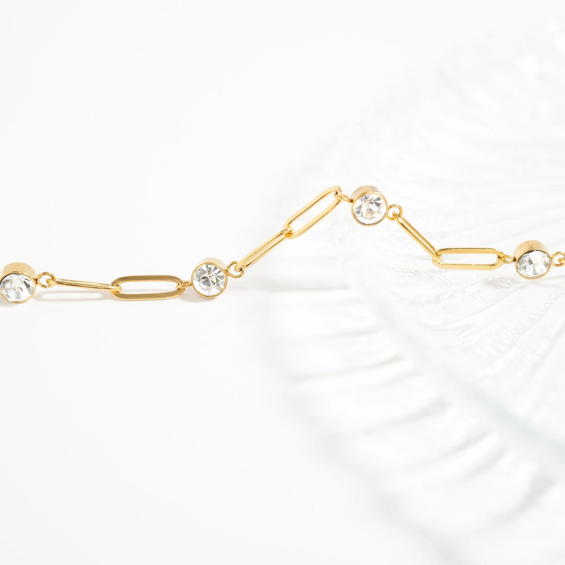 Station Stone Paperclip Chain Bracelet