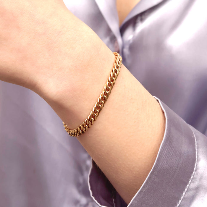 14K Solid Yellow Gold Cuban Link Bracelet