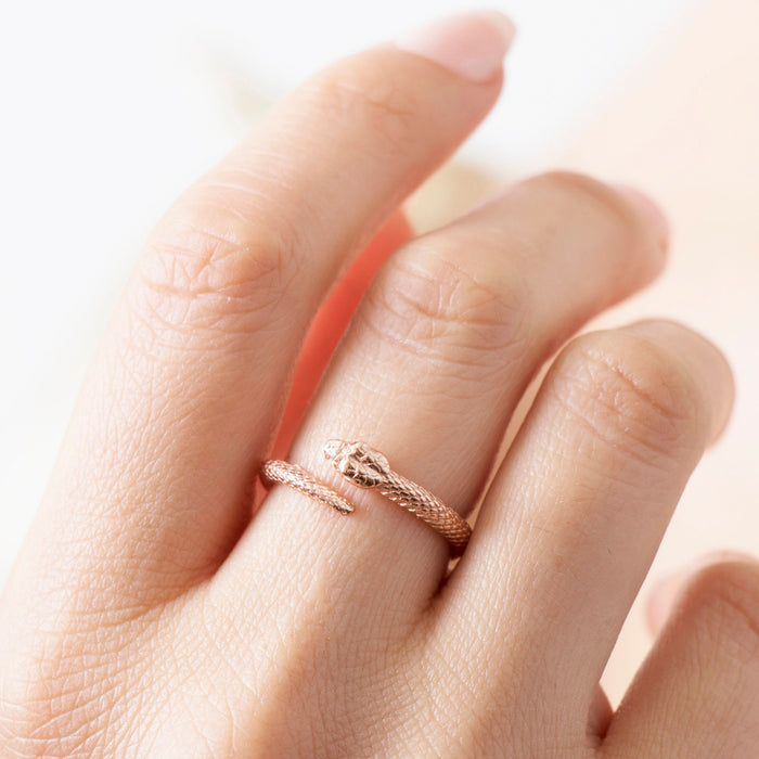Dainty 14k Gold Snake Ring