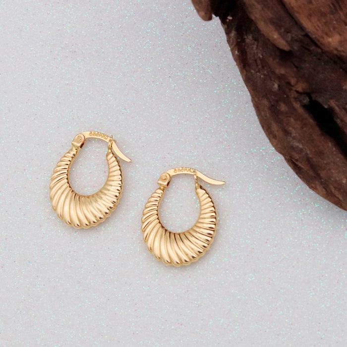 Vintage 14k Gold Chunky Croissant Hoop Earrings