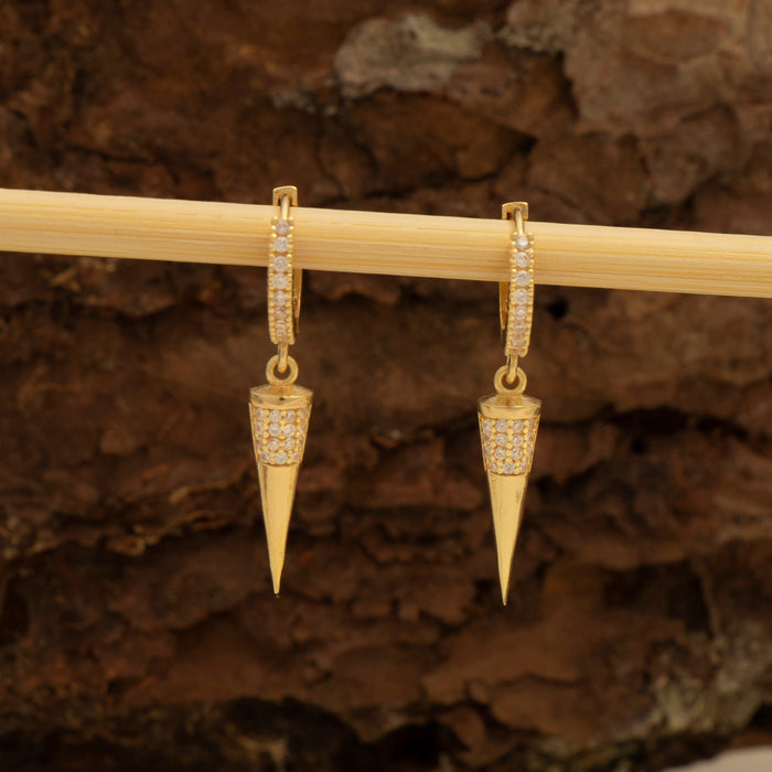 Elegant Gold Spike Dangle Earrings