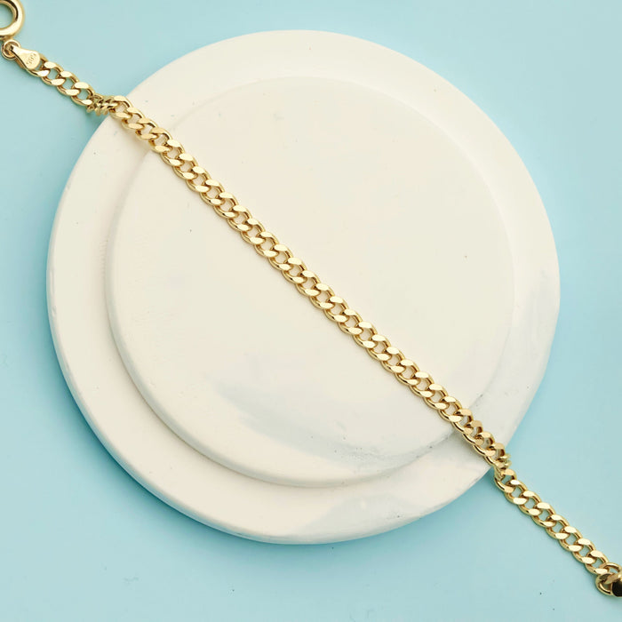 14k Solid Gold Cuban Chain Bracelet