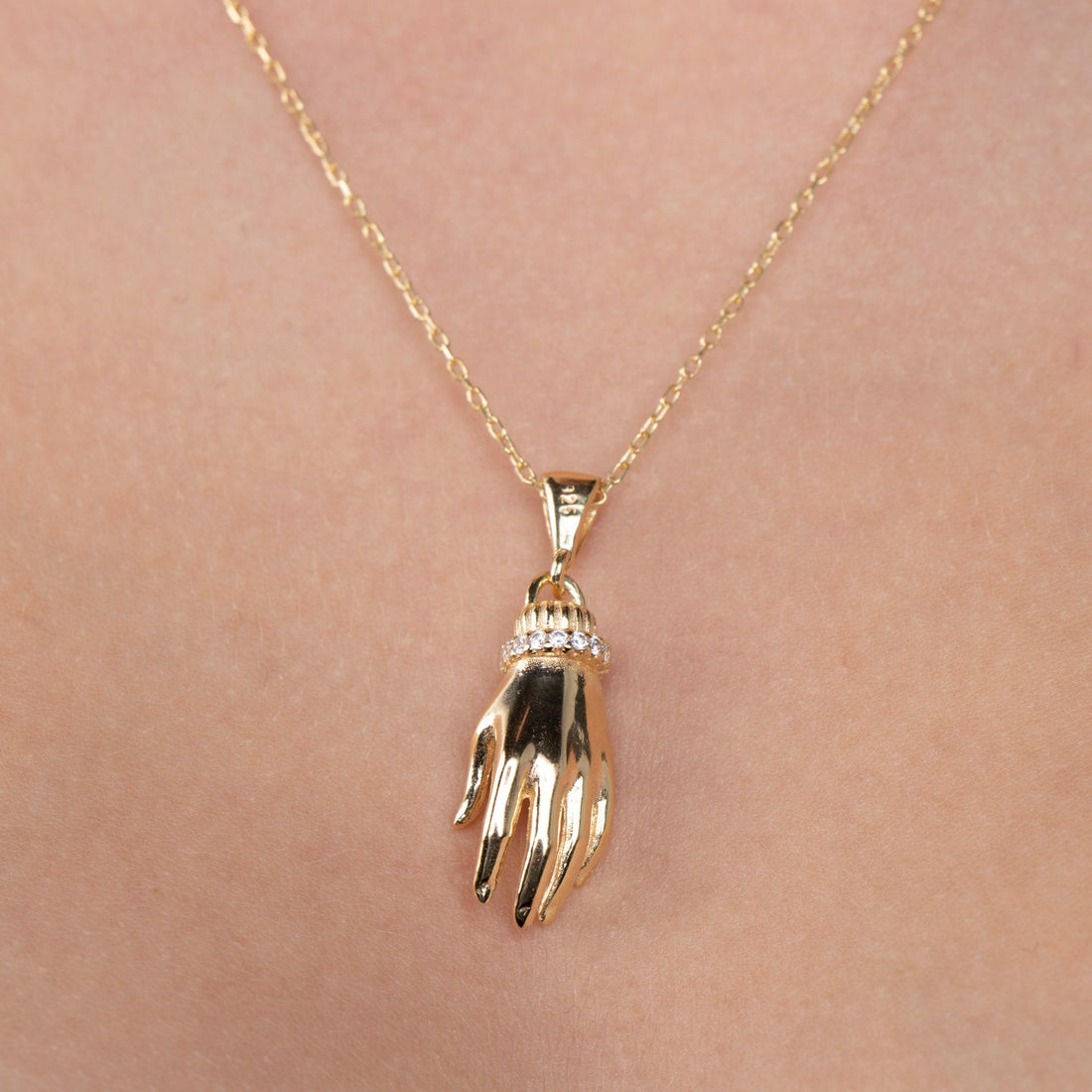 Gold Hand Amulet Necklace