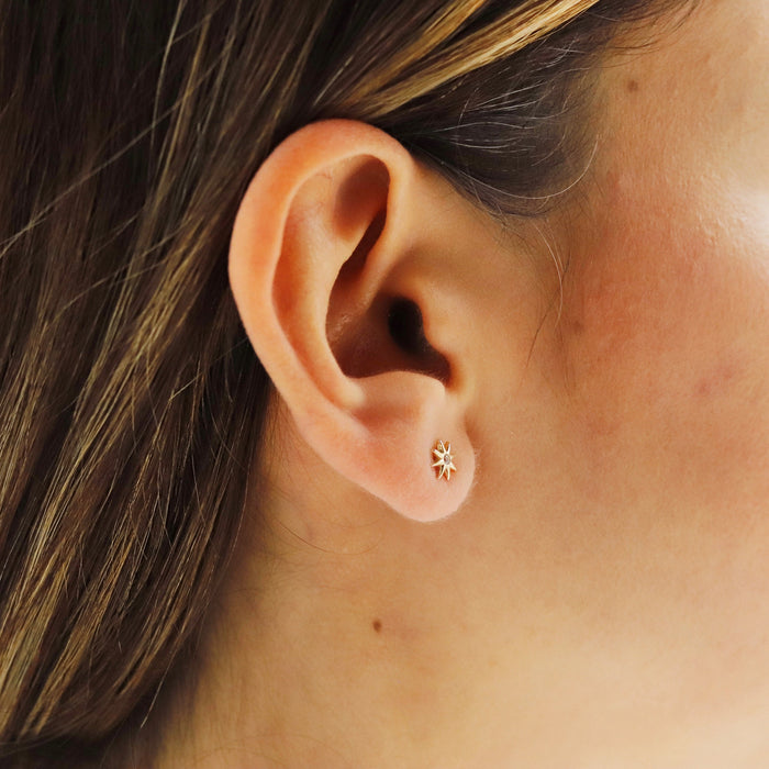 14k Gold Star Burst Stud Earrings