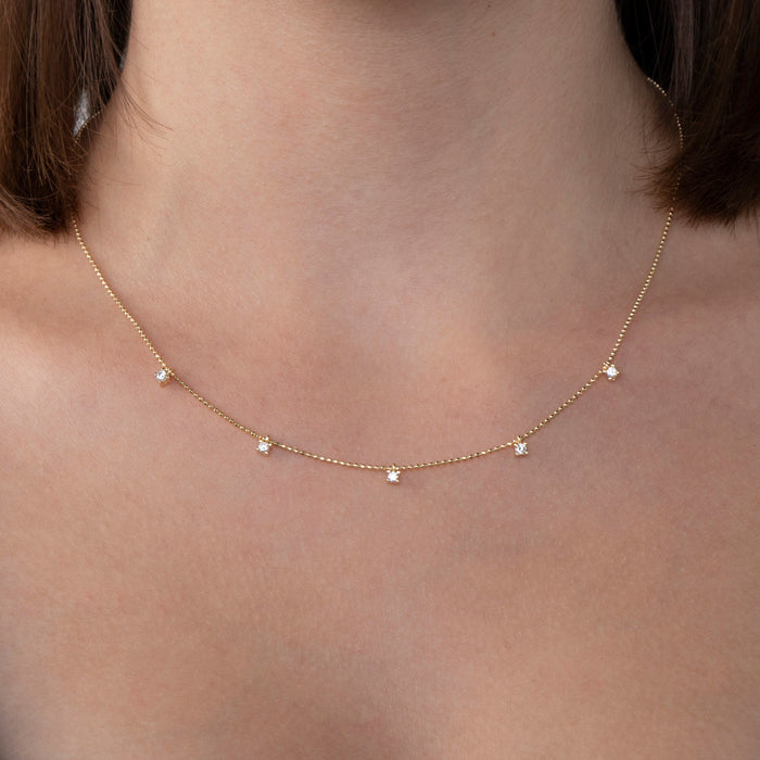 Dainty CZ Station Necklace