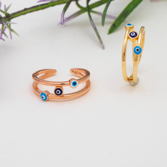 Dainty Gold Vermeil Evil Eye Ring