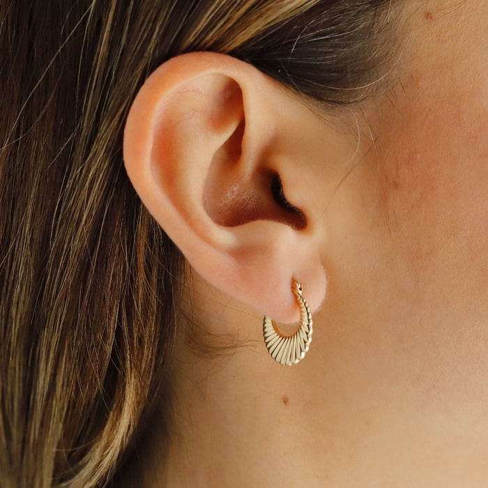 Vintage 14k Gold Chunky Croissant Hoop Earrings