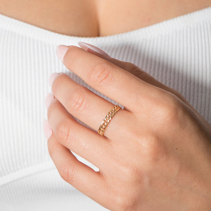 14K Solid Gold Chain Ring