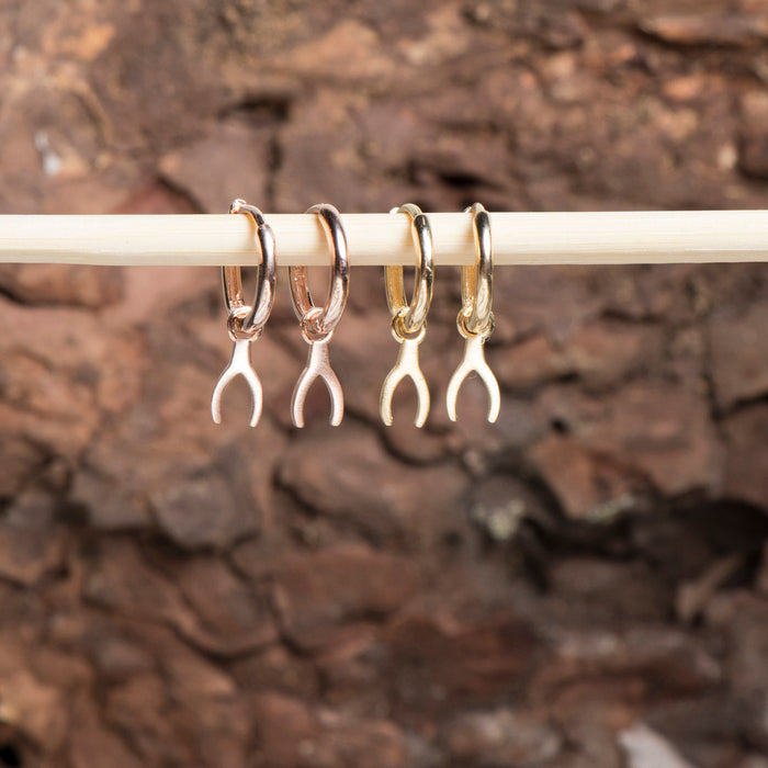 Dainty Wishbone Hoop Earrings