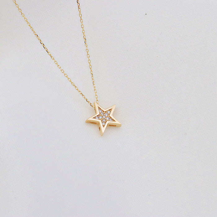14K Solid Gold Star Necklace