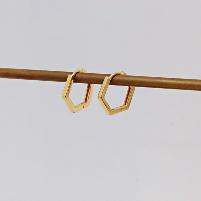 Dainty Gold Filled Hexagon Hoop Earrings