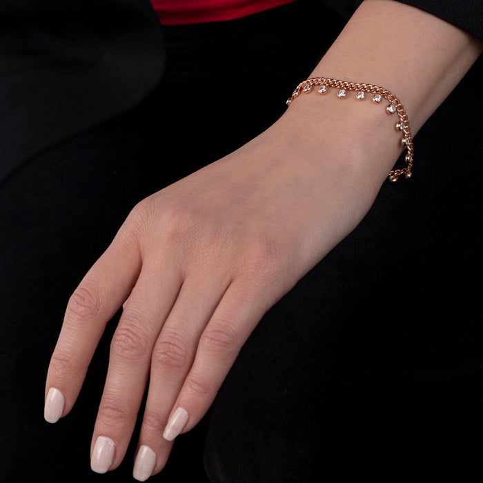 Elegant Rose Gold Cuban Chain Bracelet with CZ