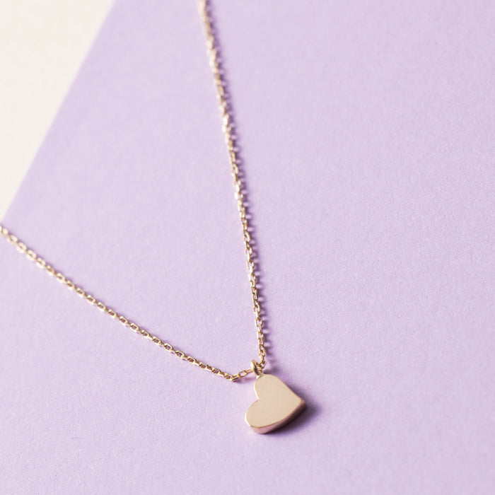 14K Solid Gold Heart Necklace