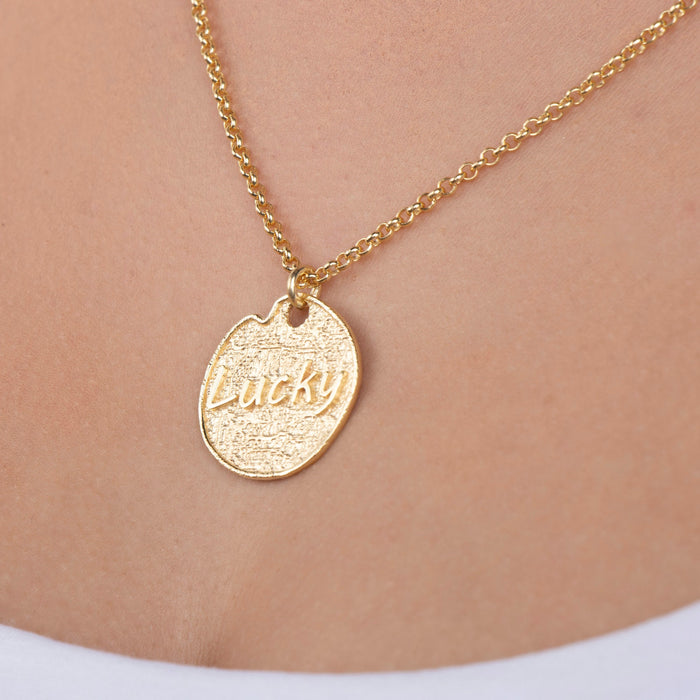 Vintage Gold Lucky Charm Medallion Necklace