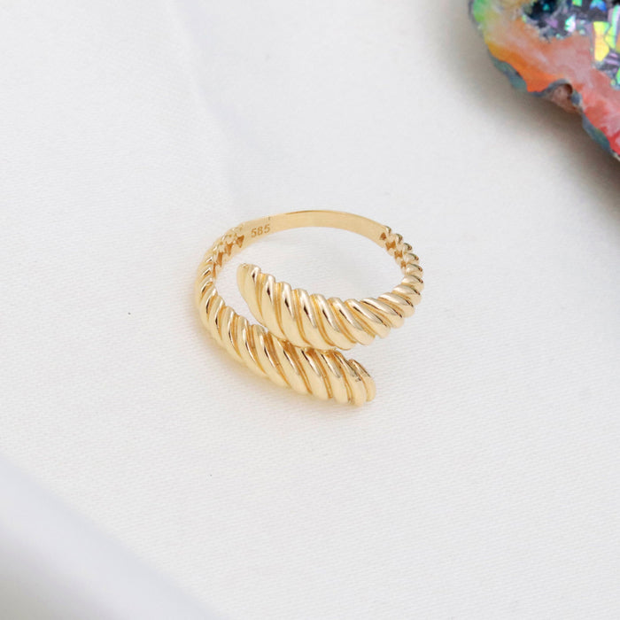 14k Solid Gold Croissant Dome Ring