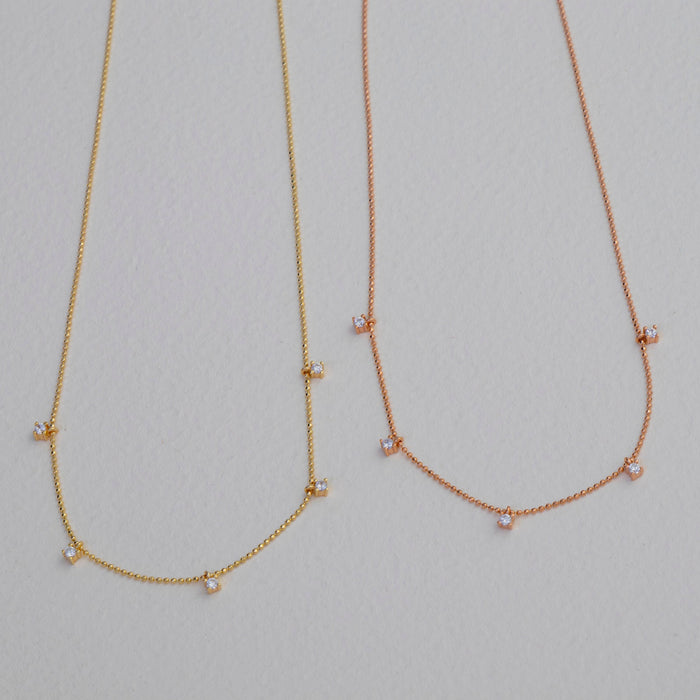 Dainty CZ Station Necklace
