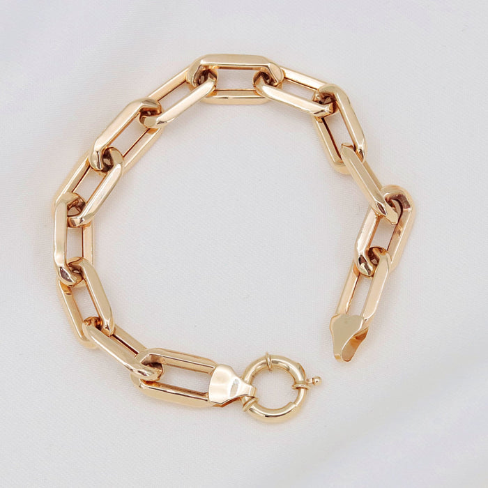 14k Solid Gold Paperclip Bracelet