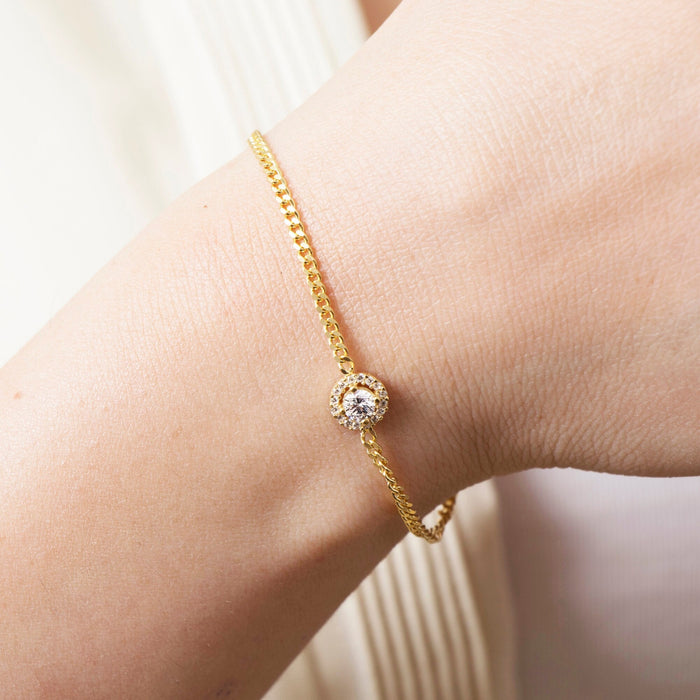 Gold Vermeil Cubic Zirconia Solitaire Bracelet