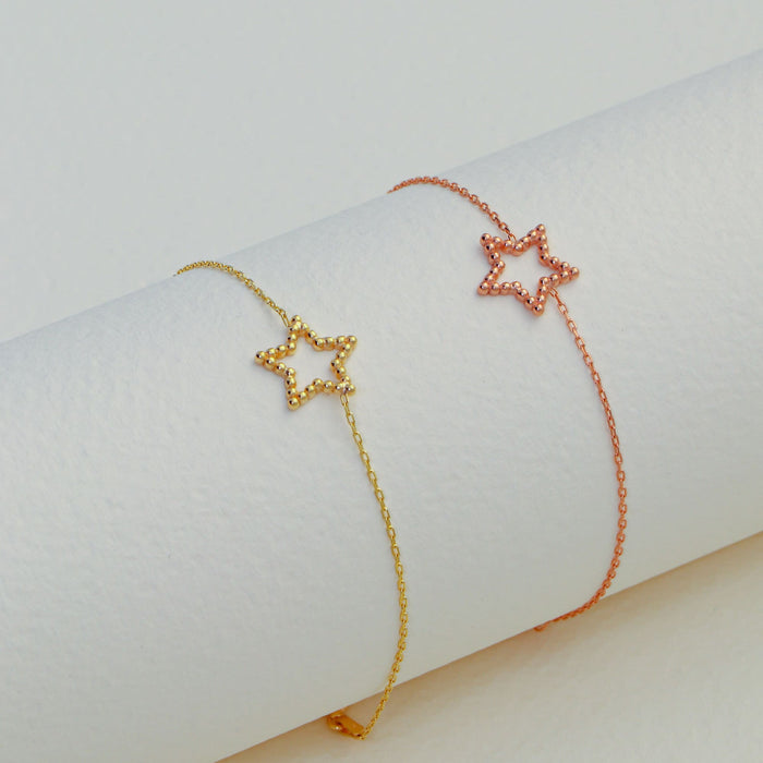 Delicate Gold & Silver Star Chain Bracelet