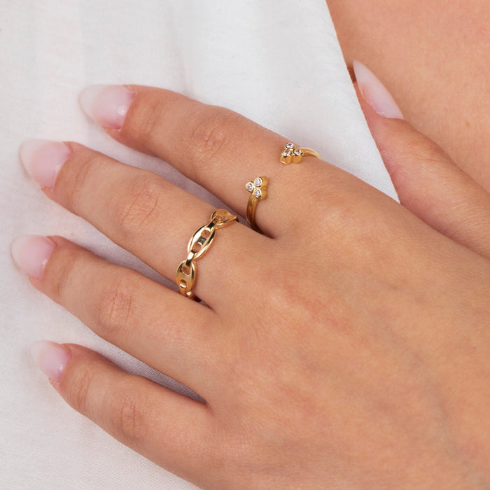 Three Diamond Sterling Silver Open Ring