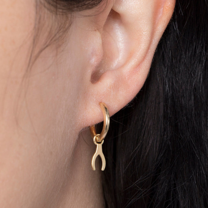 Dainty Wishbone Hoop Earrings