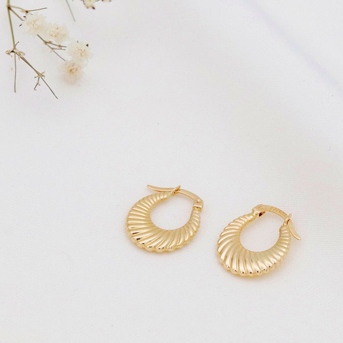 Vintage 14k Gold Chunky Croissant Hoop Earrings
