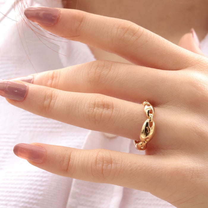 14K Solid Gold Chain Ring