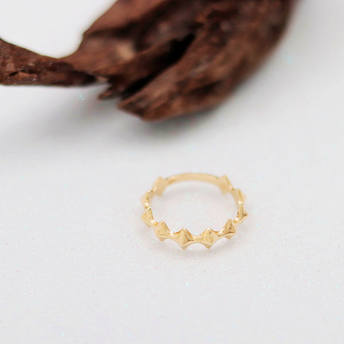 14k Solid Gold Pyramid Spike Ring