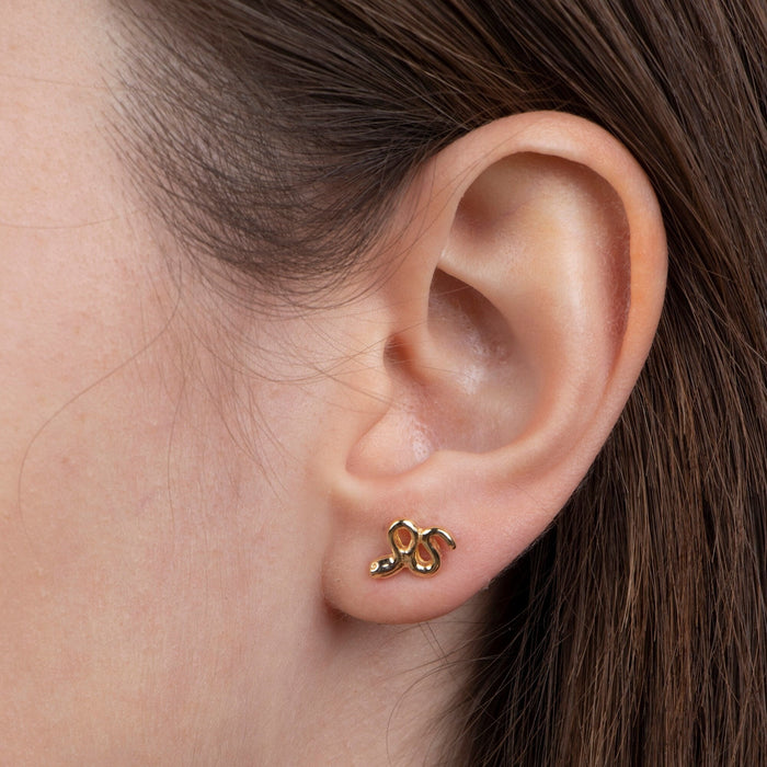 Tiny Gold Serpent Stud Earrings