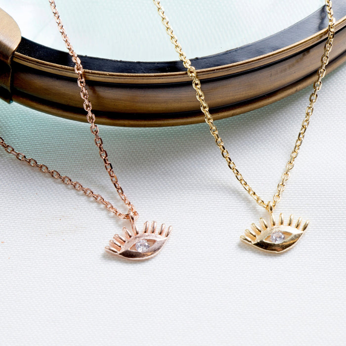 Rose Gold Evil Eye Necklace