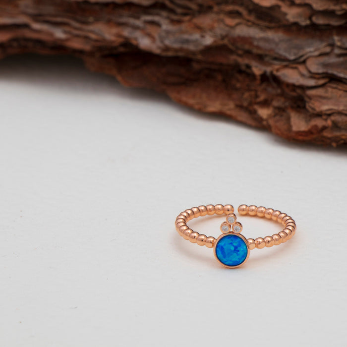 Elegant Blue Opal Gold Ring