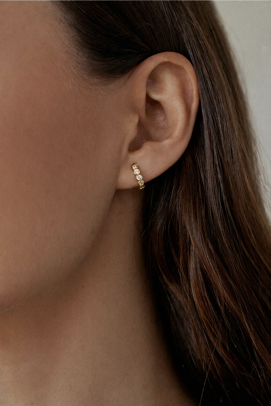 Petite Bezel Set CZ Huggie Hoops