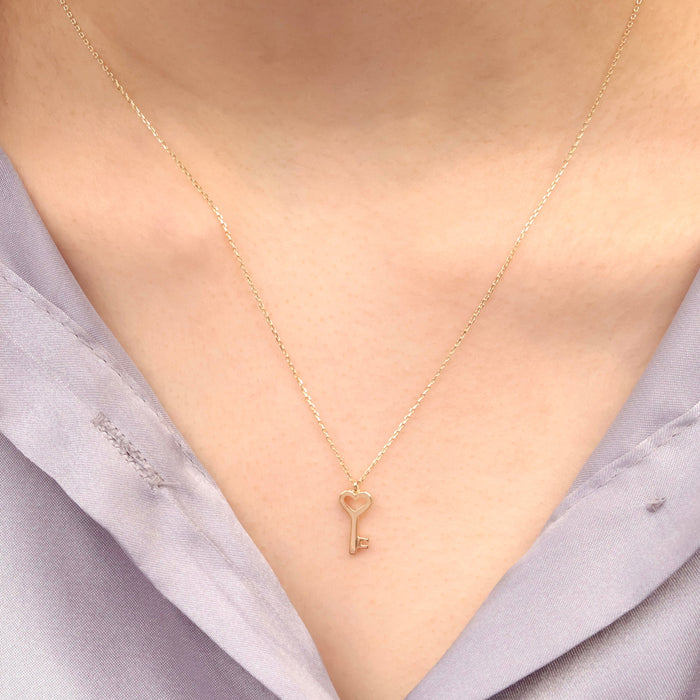 14K Gold Key Necklace