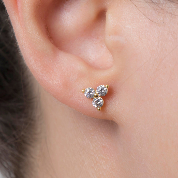 Delicate Trio Diamond CZ Stud Earrings