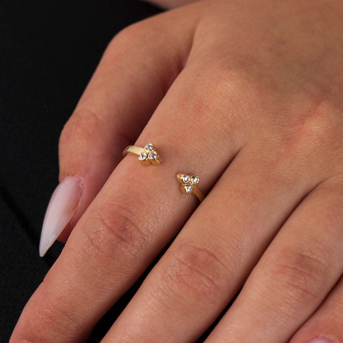 Three Diamond Sterling Silver Open Ring