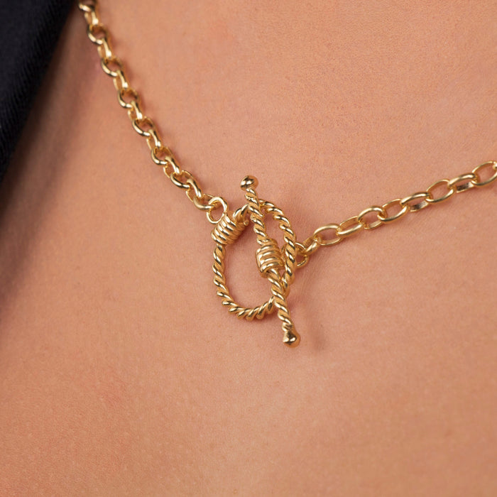 Gold Toggle Lock Chain Necklace