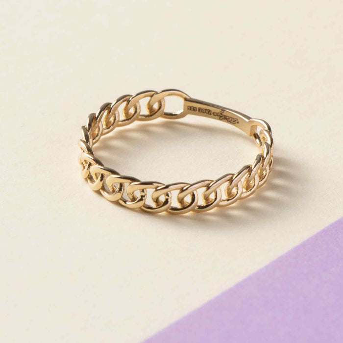 14K Solid Gold Chain Ring