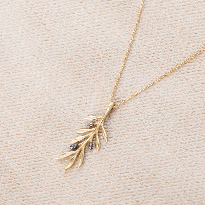 14K Solid Gold Olive Leaf Necklace