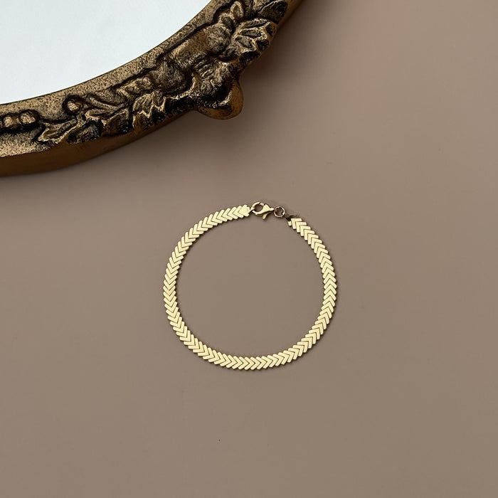14k Solid Gold Chevron Bracelet