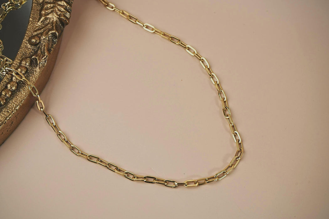 14K Gold Paperclip Chain Necklace