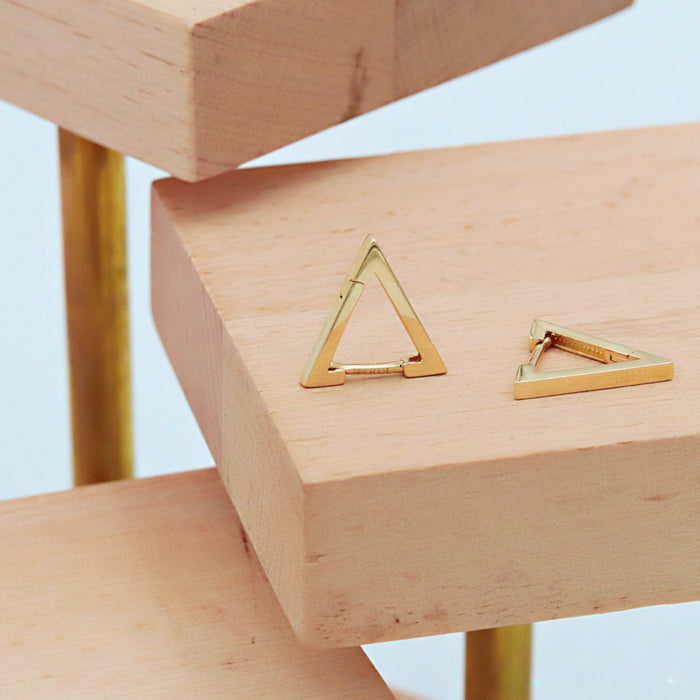 Minimalist 14k Gold Triangle Hoop Earrings
