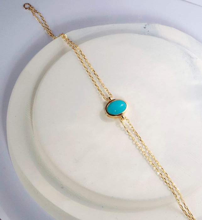 14k Gold Turquoise Bracelet