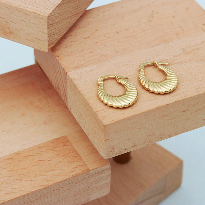 Vintage 14k Gold Chunky Croissant Hoop Earrings